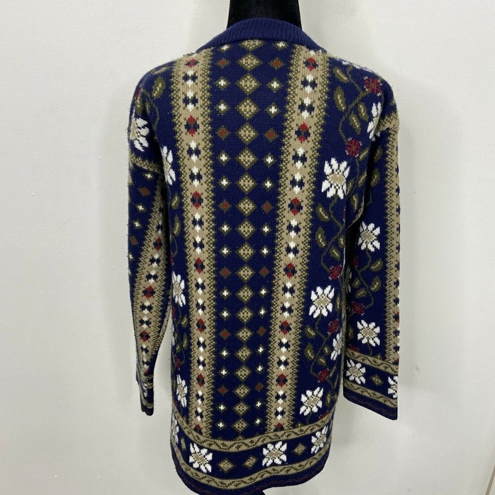 Vintage Esskay Originals Woman 11 M Cardigan Sweater Fair Isle‎ Floral EEC Euro - Picture 3 of 9